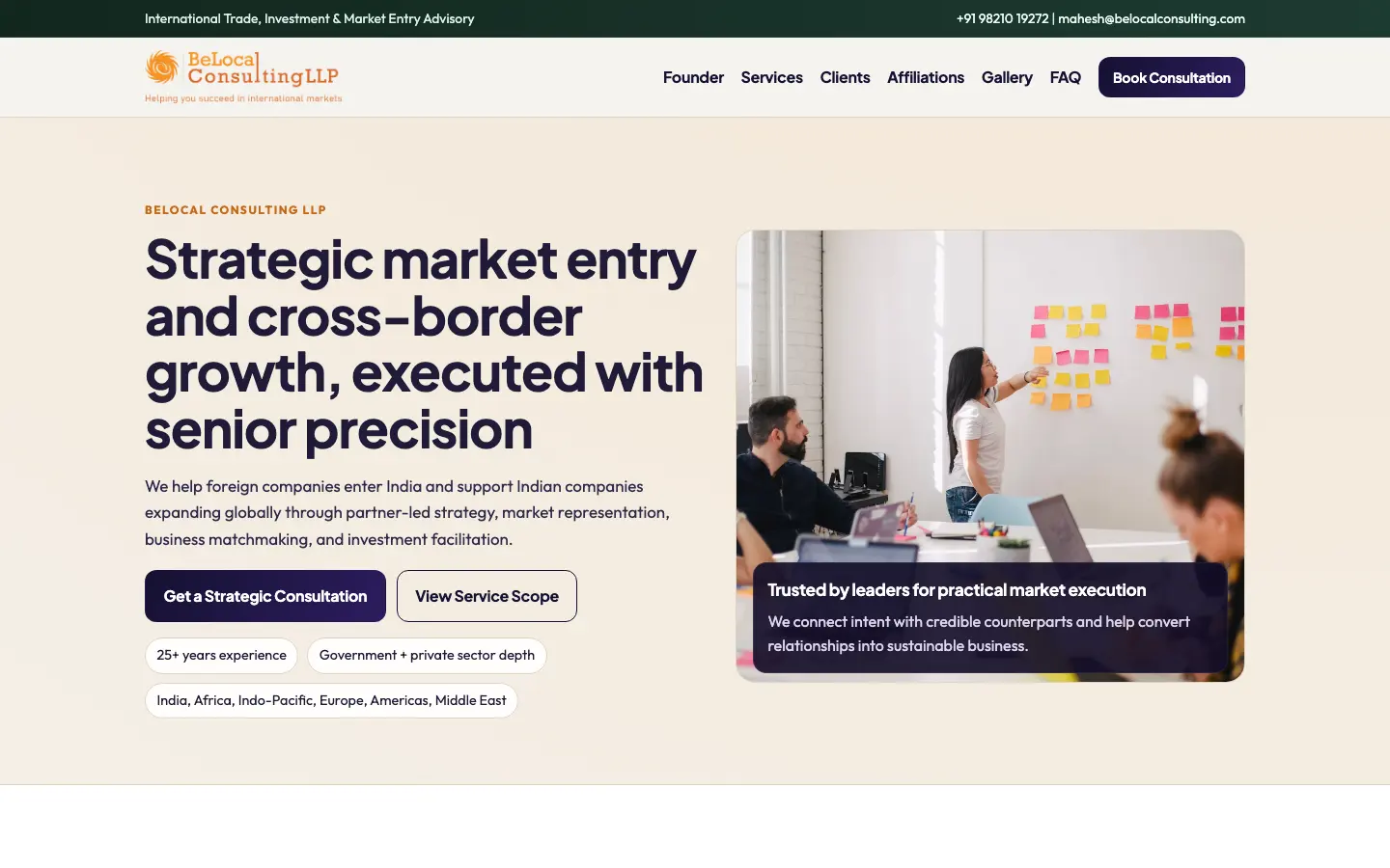 BeLocal Consulting's site, built by Storifex