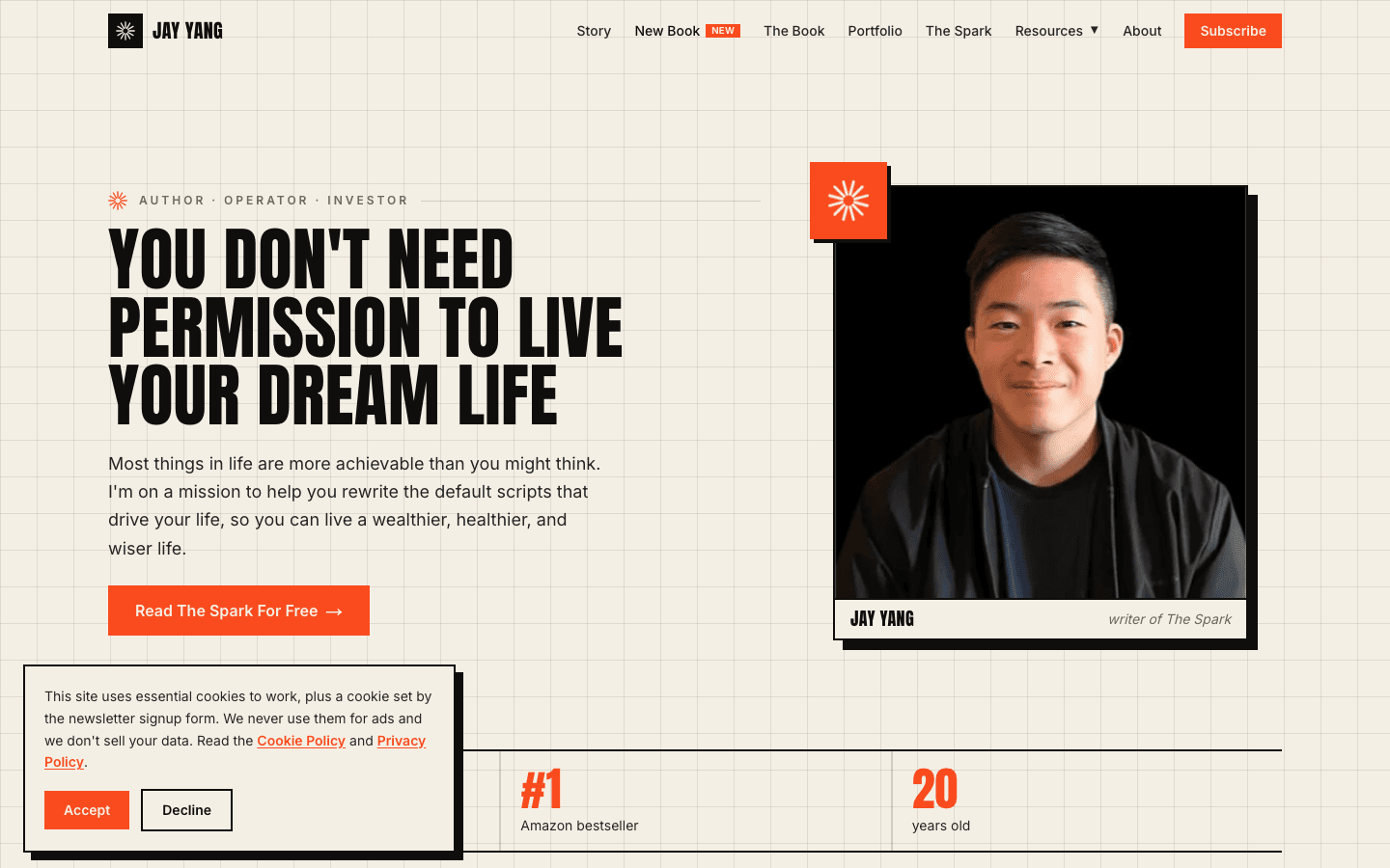 Jay Yang's site, built by Storifex