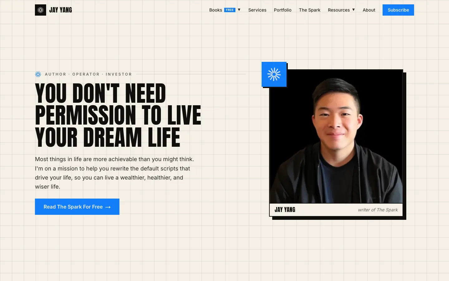 Jay Yang's site, built by Storifex