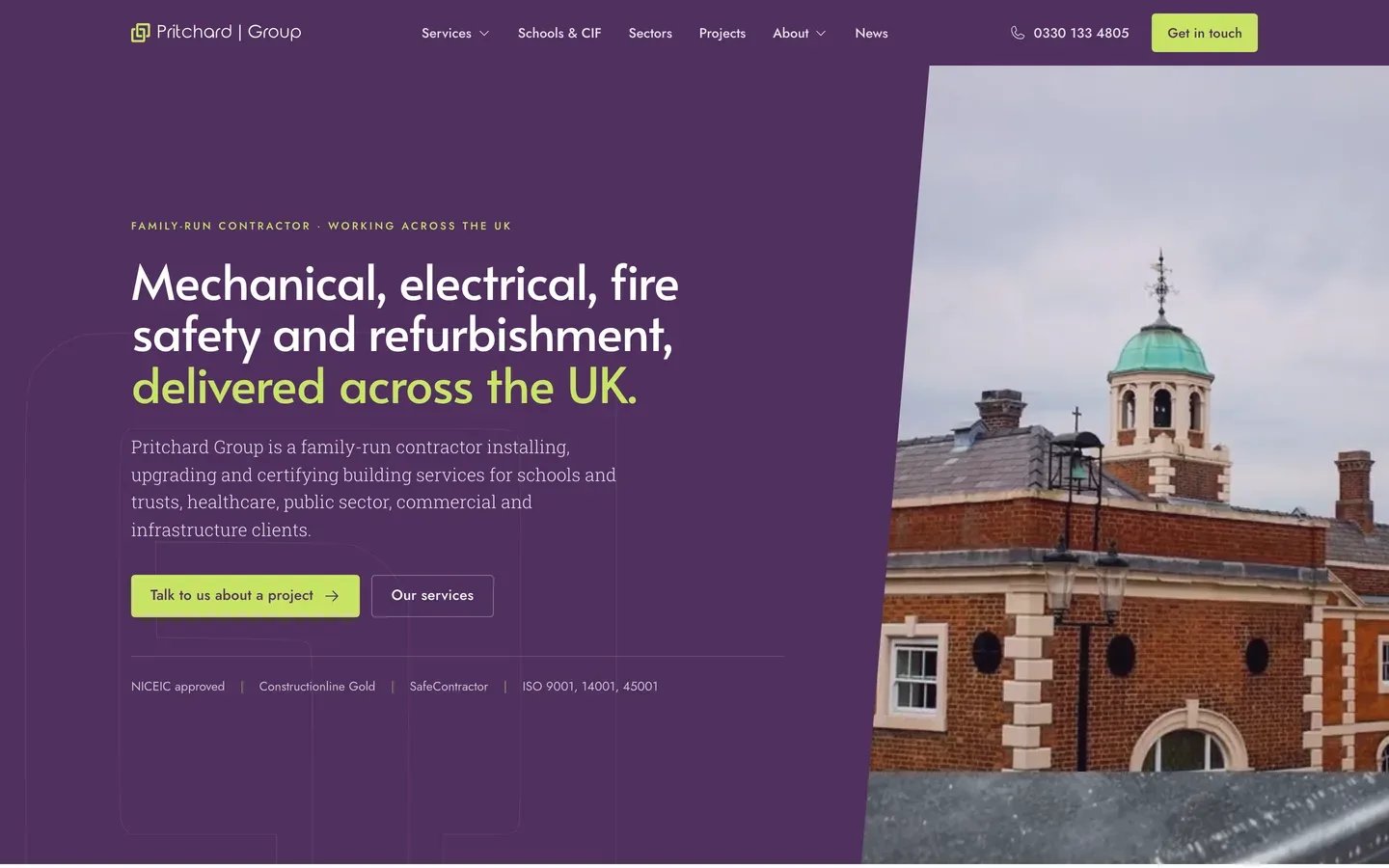 Pritchard Group's site, built by Storifex