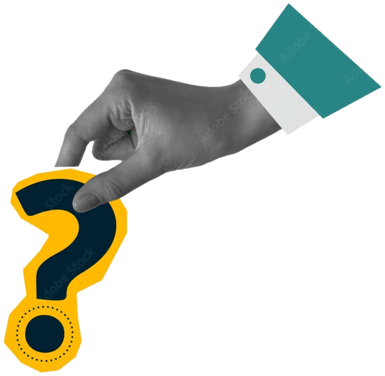 A hand holding up a question mark