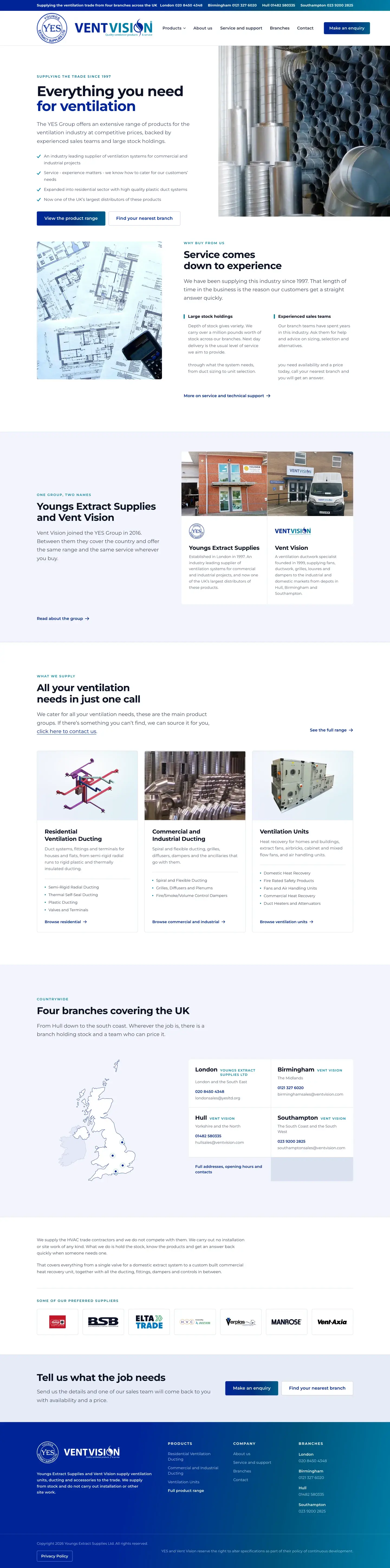 YES and Vent Vision's site, built by Storifex